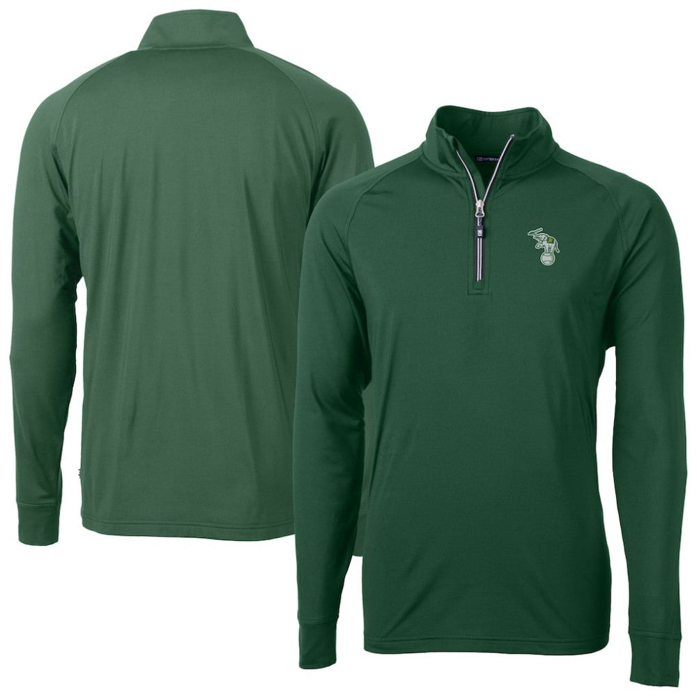 Athletics Cutter & Buck Stomper Adapt Eco Knit Stretch Recycled Quarter-Zip Pullover Top - Hunter Green