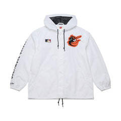 Baltimore Orioles Vintage Full-Snap Hooded Coaches Jacket - White | Mitchell & Ness