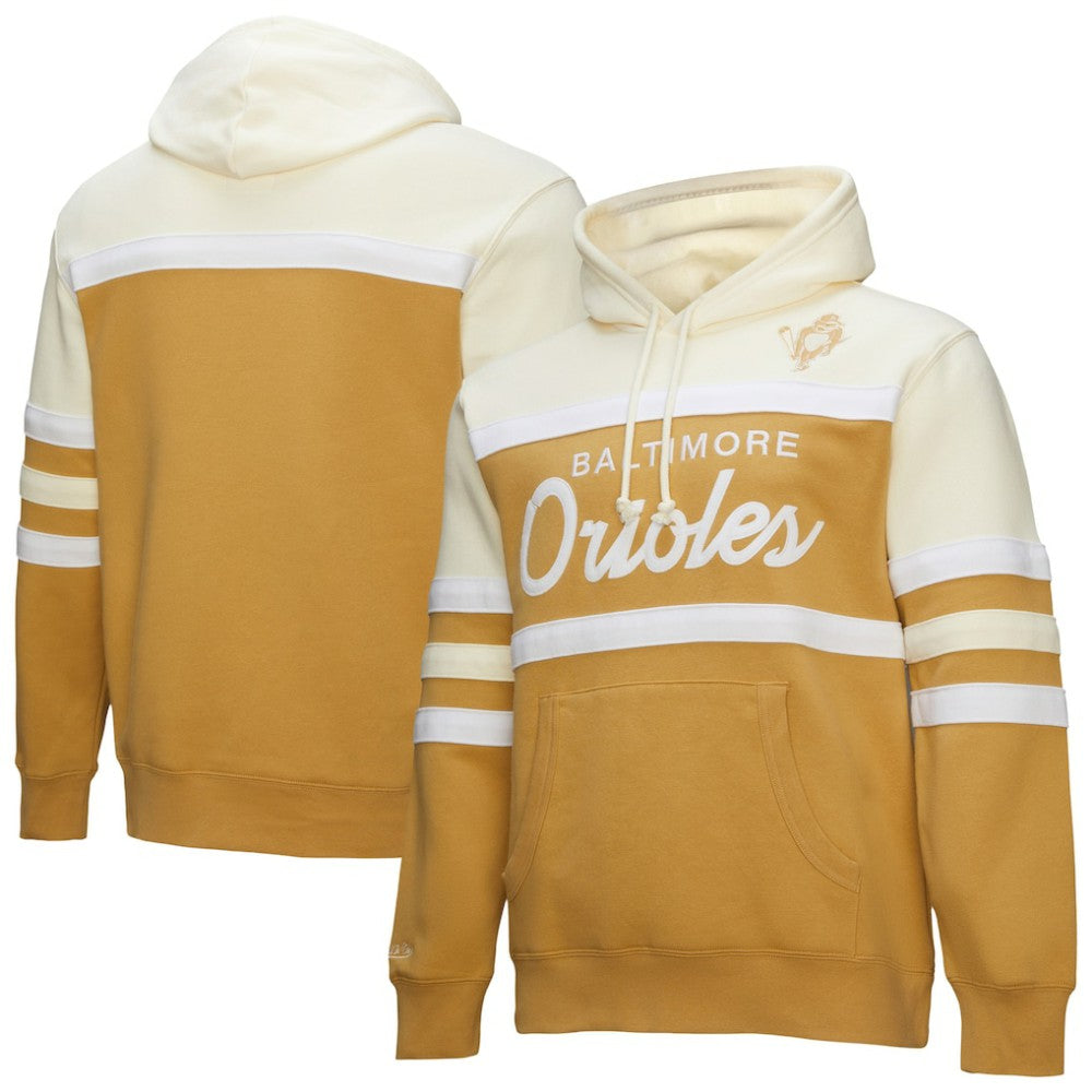 Baltimore Orioles Head Coach Pullover Hoodie - Tan/Cream | Mitchell & Ness