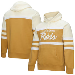 Cincinnati Reds Head Coach Pullover Hoodie - Tan/Cream | Mitchell & Ness