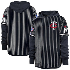 Minnesota Twins Pinstripe Double Header Pullover Hoodie - Navy | 47 brand