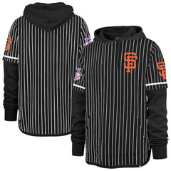 San Francisco Giants Pinstripe Double Header Pullover Hoodie - Black | 47 brand