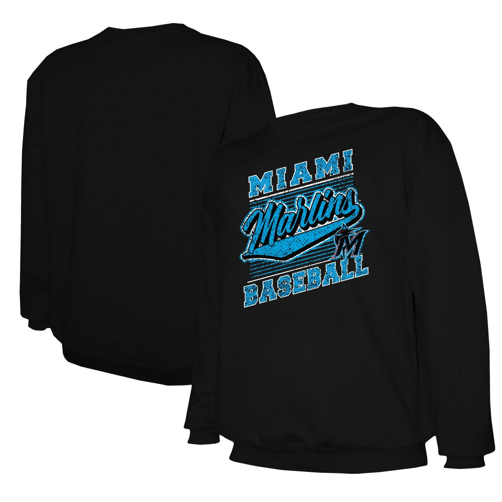 Miami Marlins Stitches Lightweight Crew Sweatshirt - Black