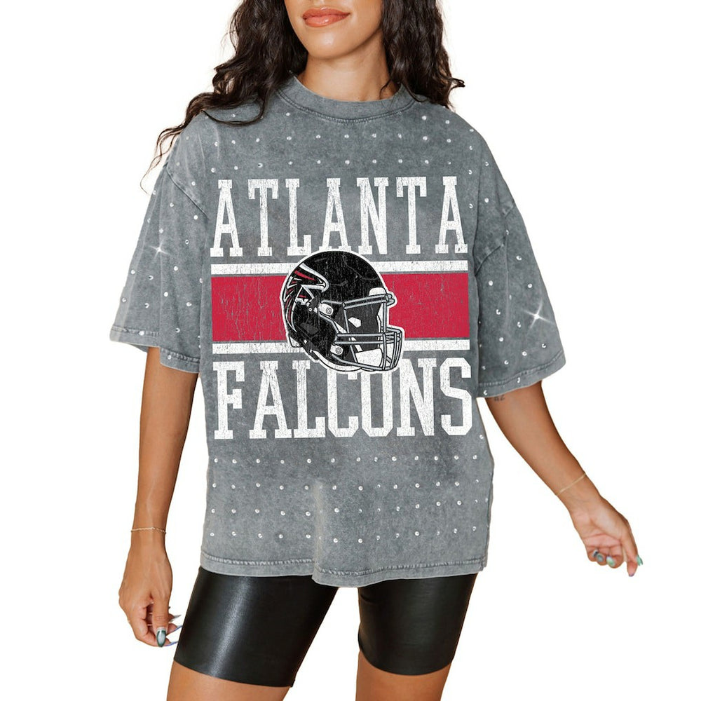 NFL Atlanta Falcons Gameday Couture Women's Oversized Mini Rhinestone Classic T-Shirt
