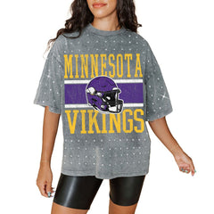 NFL Minnesota Vikings Gameday Couture Women's Oversized Mini Rhinestone Classic T-Shirt
