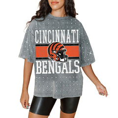 NFL Cincinnati Bengals Gameday Couture Women's Oversized Mini Rhinestone Classic T-Shirt