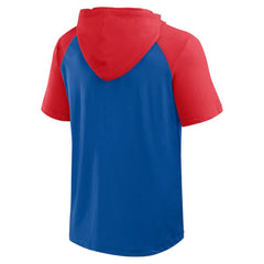 New York Rangers Logo Athletic Prime Raglan Short Sleeve Pullover Hoodie