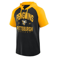 Pittsburgh Penguins Logo Athletic Prime Raglan Short Sleeve Pullover Hoodie