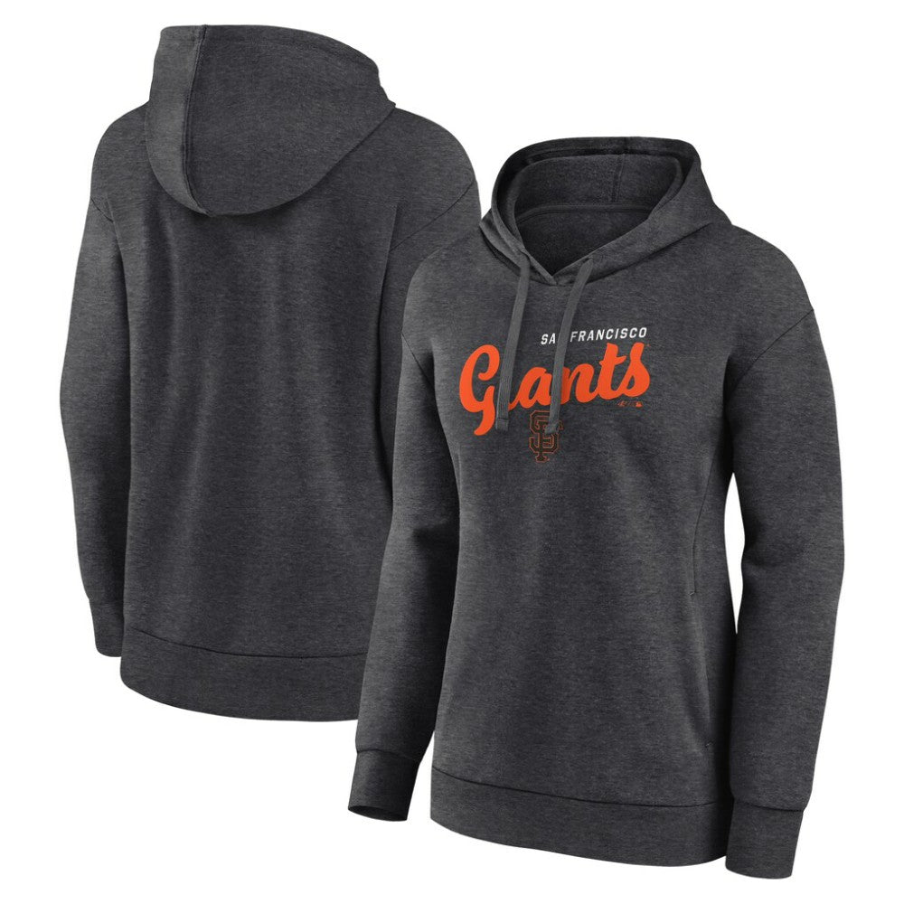 San Francisco Giants Logo Athletic Women's Logo Triumphant V-Neck Pullover Hoodie - Heather Charcoal
