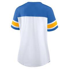 NFL Los Angeles Chargers Women's Athena Rhinestone Lace-Up V-Neck T-Shirt