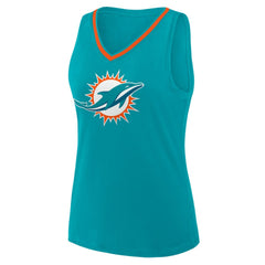 NFL Miami Dolphins Logo Athletic Women's Stellar Win V-Neck Tank Top