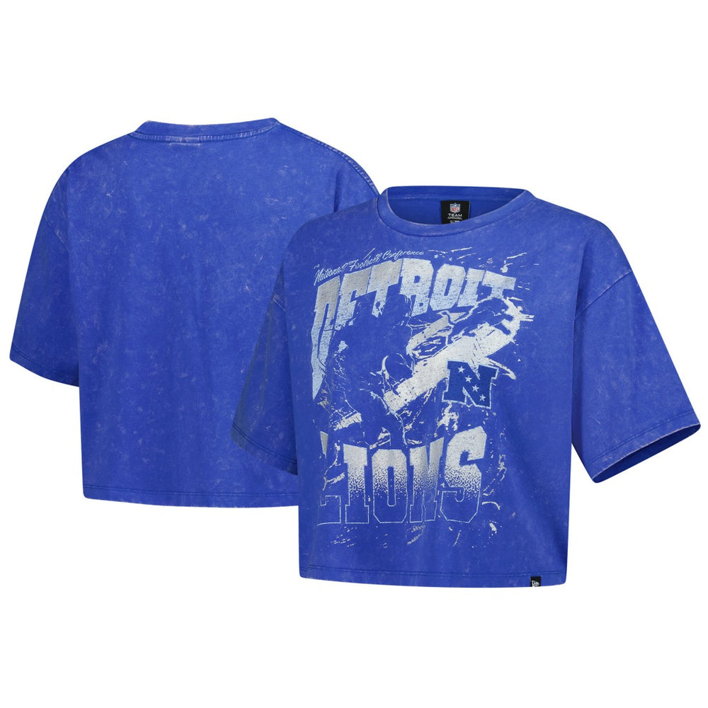 NFL Detroit Lions Women's Cropped Boxy Sport Classics Mineral Wash T-Shirt