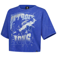 NFL Detroit Lions Women's Cropped Boxy Sport Classics Mineral Wash T-Shirt