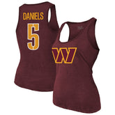 NFL Washington Commanders Jayden Daniels Majestic Threads Women's Name & Number Tri-Blend Scoop Neck Tank Top
