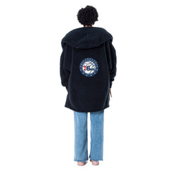The Best Lounger in the World By Jill Martin Philadelphia 76ers Unisex Black Oversized Open-Front Hoodie Sweater discount