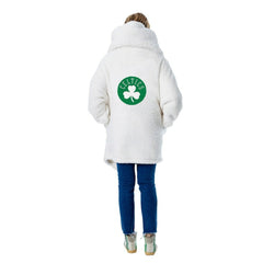 The Best Lounger in the World By Jill Martin Boston Celtics Unisex Cream Oversized Open-Front Hoodie Sweater on sale
