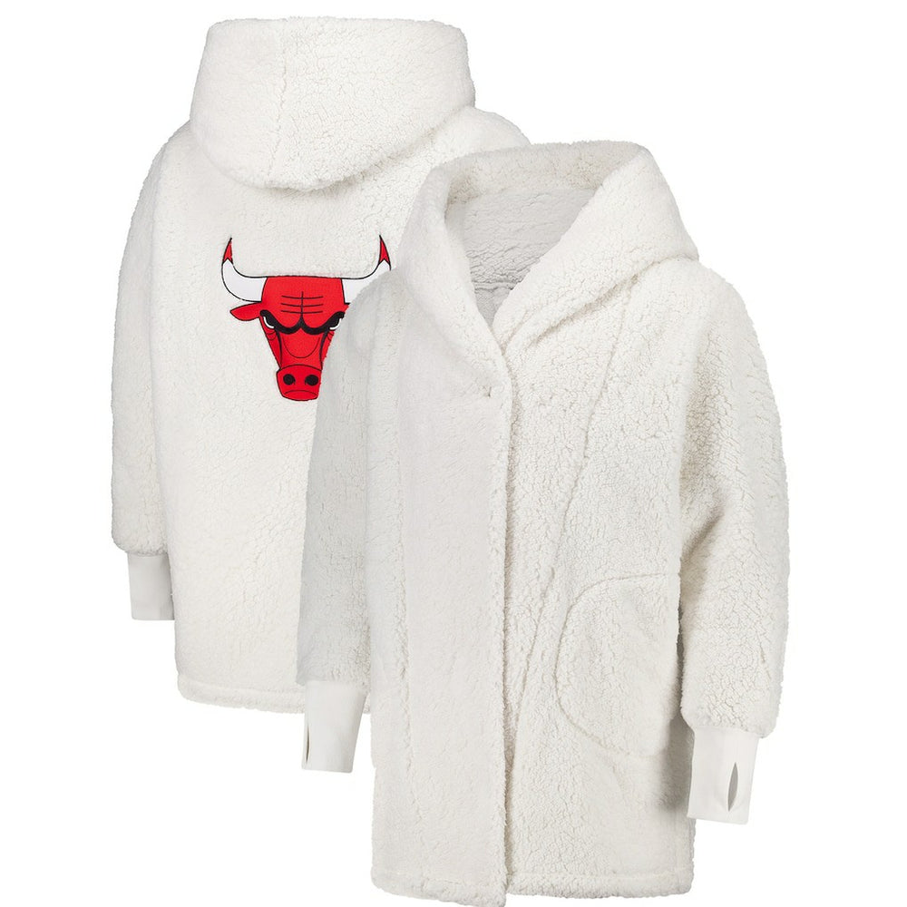 The Best Lounger in the World By Jill Martin Chicago Bulls Unisex Cream Oversized Open-Front Hoodie Sweater on sale