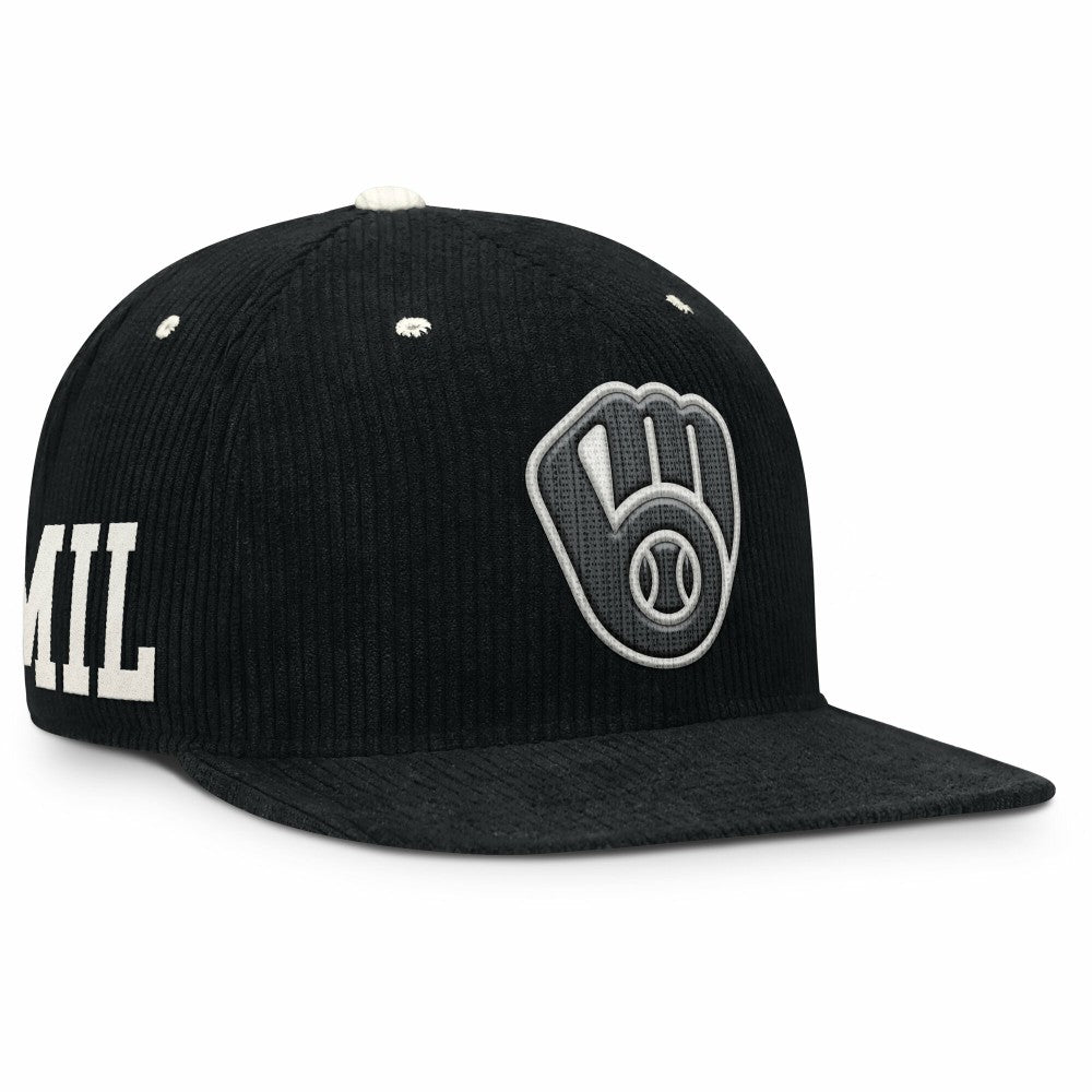 Milwaukee Brewers Pro Corduroy Structured Snapback Hat - Black | Nike