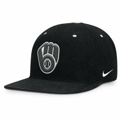 Milwaukee Brewers Pro Corduroy Structured Snapback Hat - Black | Nike