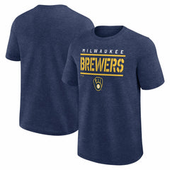 Milwaukee Brewers Logo Athletic Top Notch T-Shirt - Heather Navy