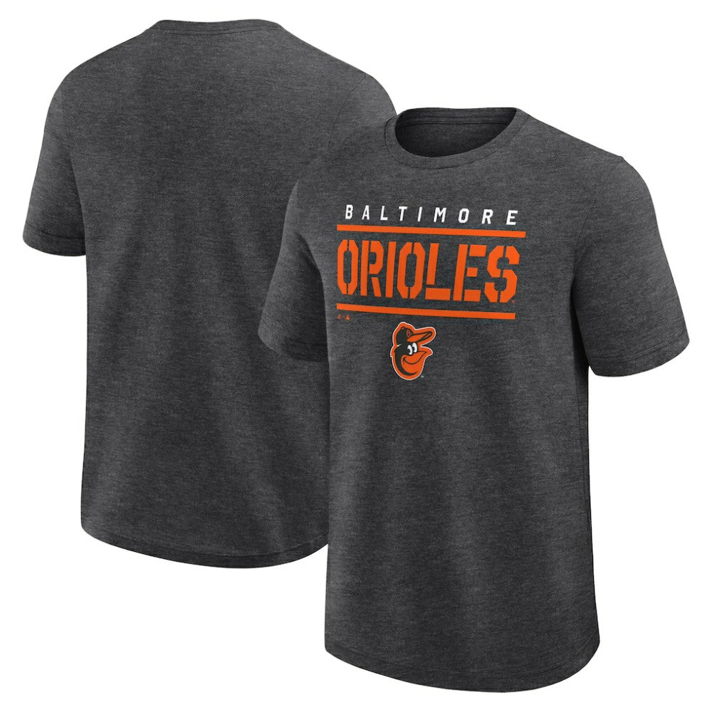 Baltimore Orioles Logo Athletic Top Notch T-Shirt - Heather Charcoal