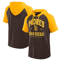 San Diego Padres Logo Athletic Prime Raglan Short Sleeve Hoodie T-Shirt - Brown