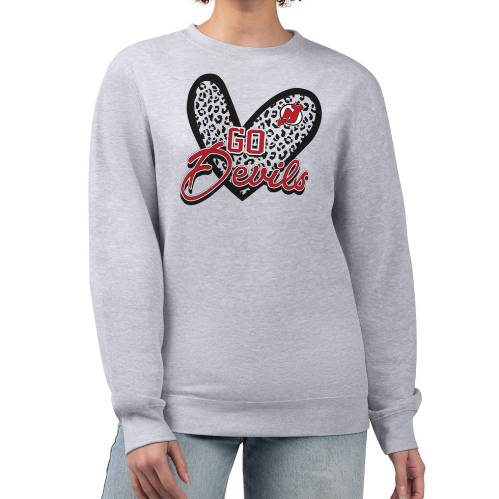New Jersey Devils G-III 4Her by Carl Banks Women's Animal Print Heart Fleece Pullover Sweatshirt