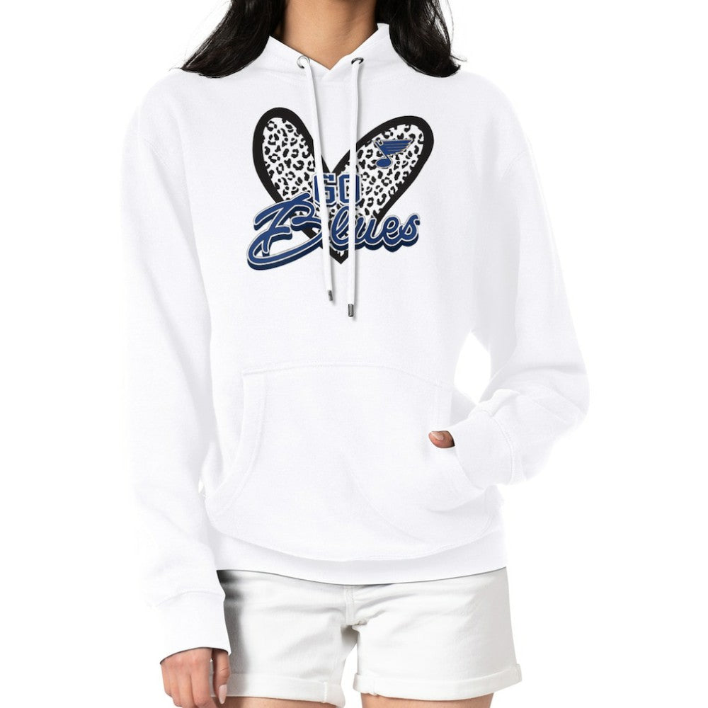 St. Louis Blues G-III 4Her by Carl Banks Women's Animal Print Heart Fleece Pullover Hoodie