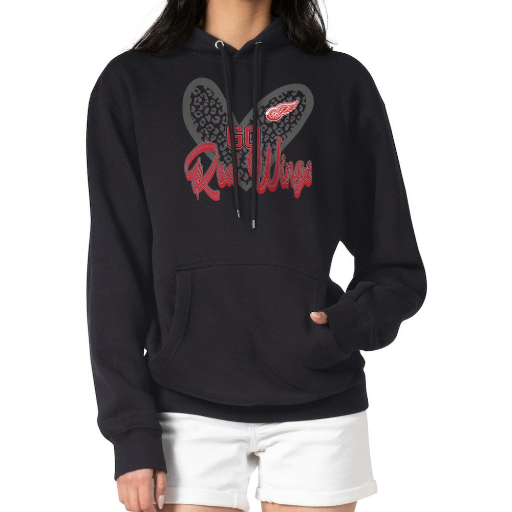 Detroit Red Wings G-III 4Her by Carl Banks Women's Animal Print Heart Fleece Pullover Hoodie