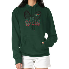 Minnesota Wild G-III 4Her by Carl Banks Women's Animal Print Heart Fleece Pullover Hoodie