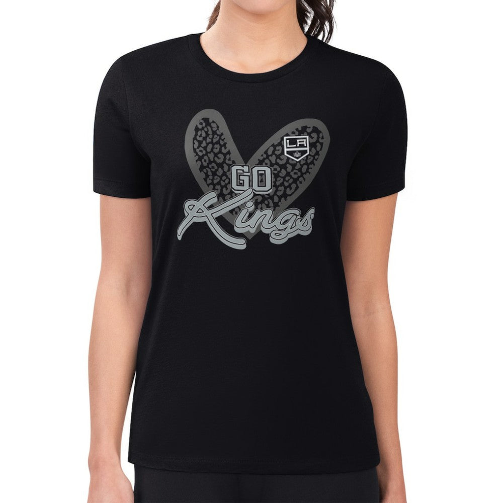 Los Angeles Kings G-III 4Her by Carl Banks Women's Super-Slim Fit Lightweight Animal Print Heart T-Shirt