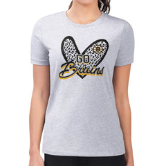 Boston Bruins G-III 4Her by Carl Banks Women's Super-Slim Fit Lightweight Animal Print Heart T-Shirt