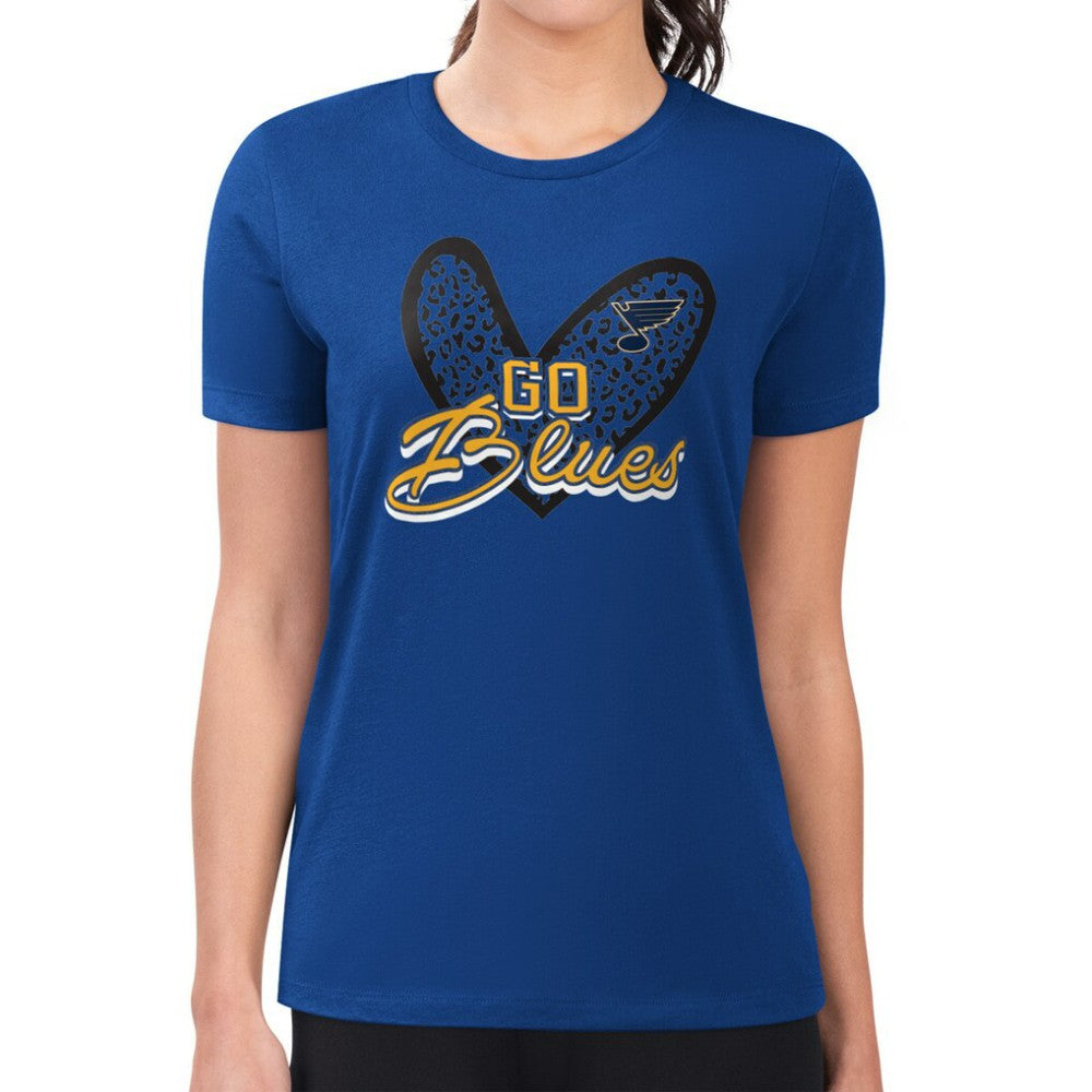 St. Louis Blues G-III 4Her by Carl Banks Women's Super-Slim Fit Lightweight Animal Print Heart T-Shirt
