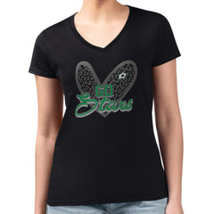 Dallas Stars G-III 4Her by Carl Banks Women's Super-Slim Fit Lightweight Animal Print Heart V-Neck T-Shirt