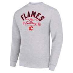 Calgary Flames Starter Stick And Puck Logo Fleece Pullover Sweatshirt
