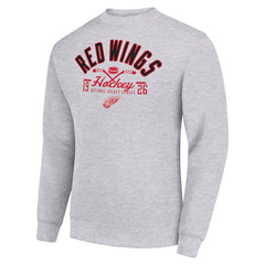 Detroit Red Wings Starter Stick And Puck Logo Fleece Pullover Sweatshirt