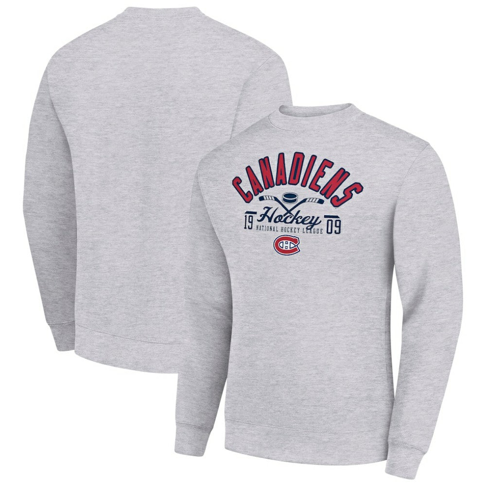 Montreal Canadiens Starter Stick And Puck Logo Fleece Pullover Sweatshirt