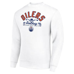 Edmonton Oilers Starter Stick And Puck Logo Fleece Pullover Sweatshirt