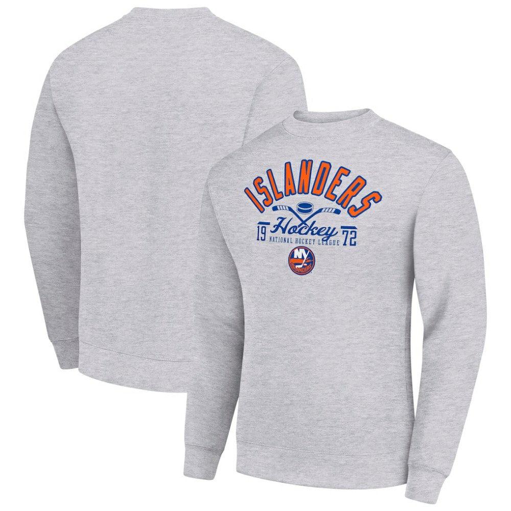 New York Islanders Starter Stick And Puck Logo Fleece Pullover Sweatshirt