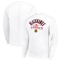 Chicago Blackhawks Starter Stick And Puck Logo Fleece Pullover Sweatshirt