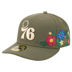 Philadelphia 76ers Tonal Florals 59FIFTY Fitted Hat - Olive | New Era outlet