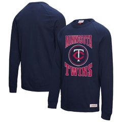 Minnesota Twins Arched Logo Slub Long Sleeve T-Shirt - Navy | Mitchell & Ness