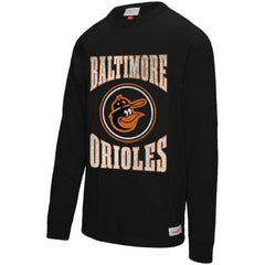 Baltimore Orioles Arched Logo Slub Long Sleeve T-Shirt - Black | Mitchell & Ness
