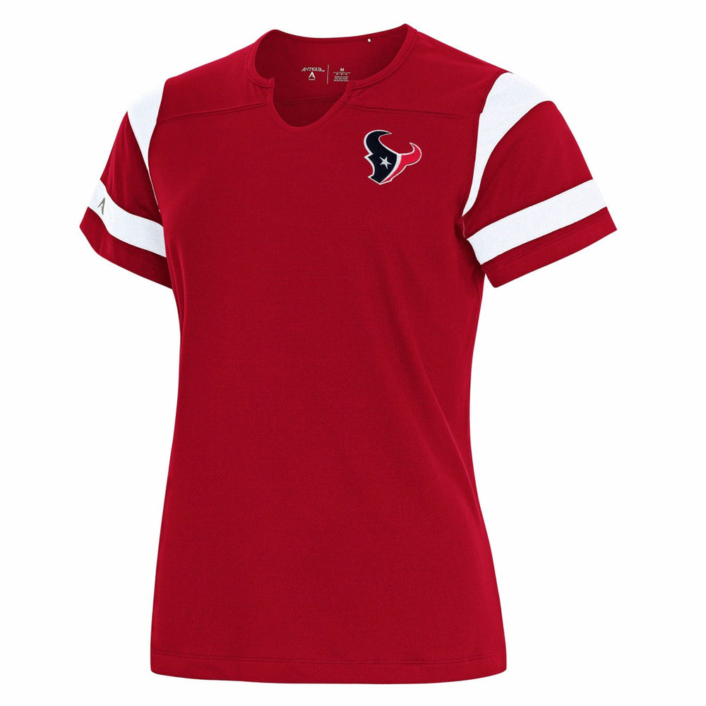 NFL Houston Texans Antigua Women's Encounter Short Sleeve Notch Neck Top