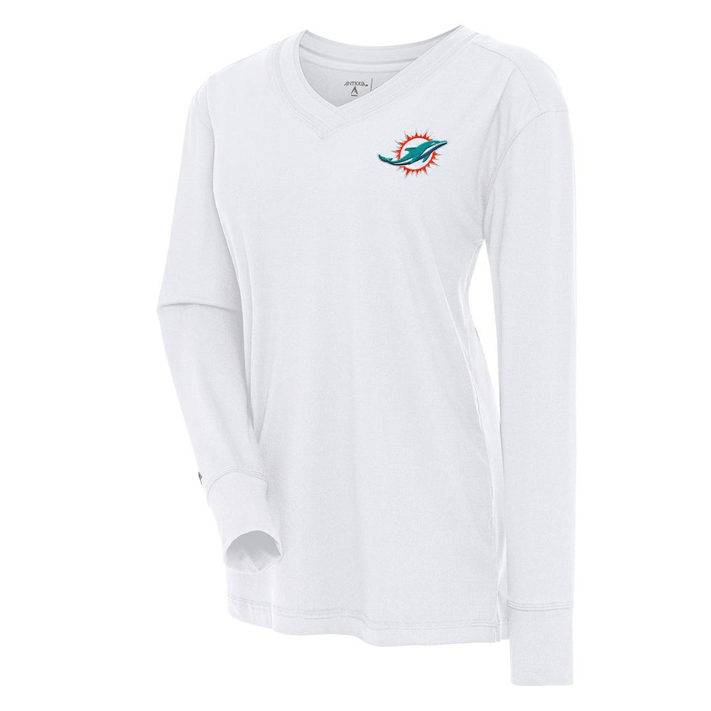 NFL Miami Dolphins Antigua Women's Symbolic Long Sleeve V-Neck Top