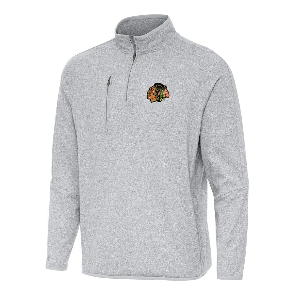 Chicago Blackhawks Antigua Certain Quarter-Zip Tri-Blend Sweatshirt
