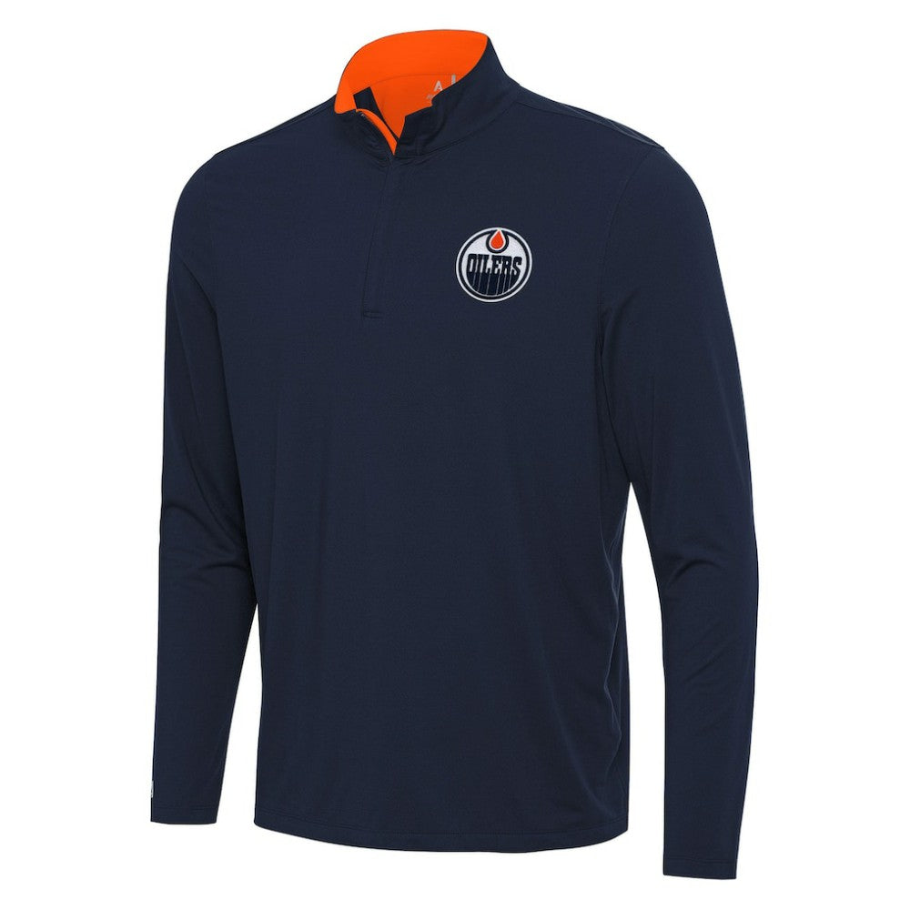 Edmonton Oilers Antigua Content Quarter-Zip Pullover Top