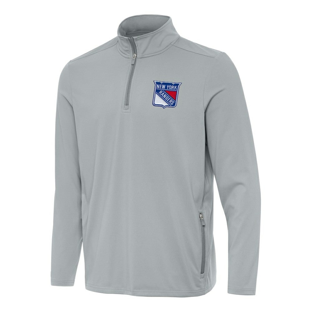 New York Rangers Antigua Perilous Quarter-Zip Sweatshirt