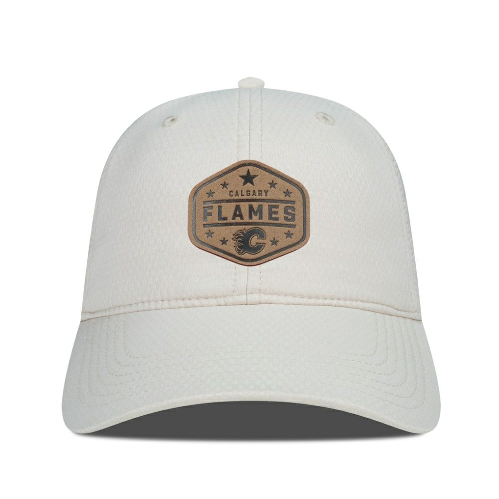 Calgary Flames Men's Levelwear Faux Leather Patch Unstructured Adjustable Hat