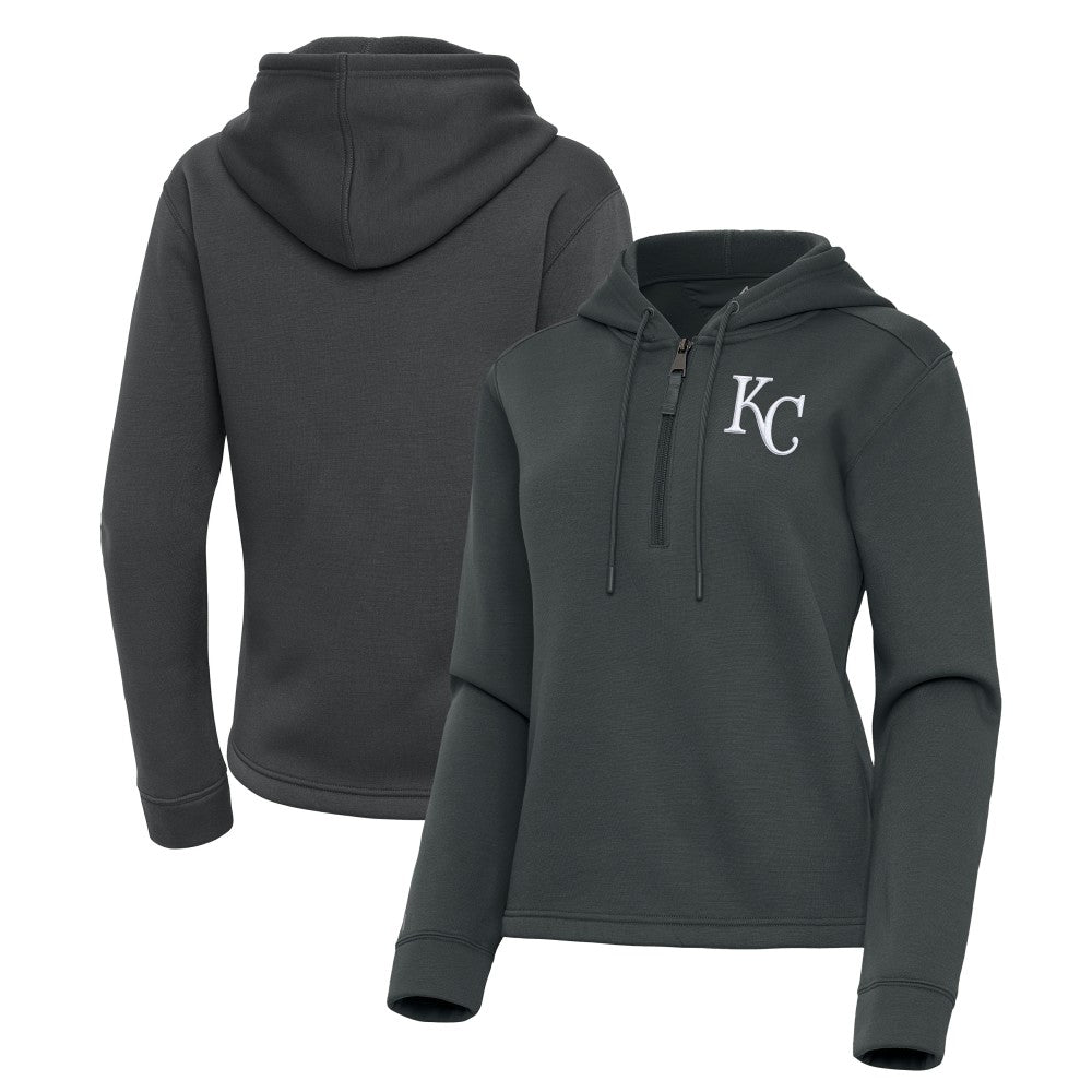 Kansas City Royals Antigua Women's Contemporary Quarter-Zip Hoodie - Pewter